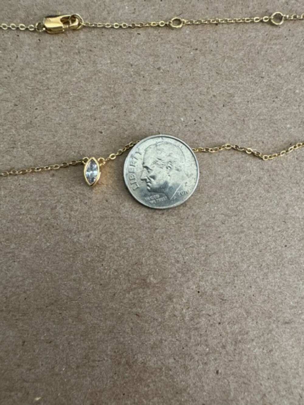 MARQUIS SHAPED CRYSTAL GOLD NECKLACE